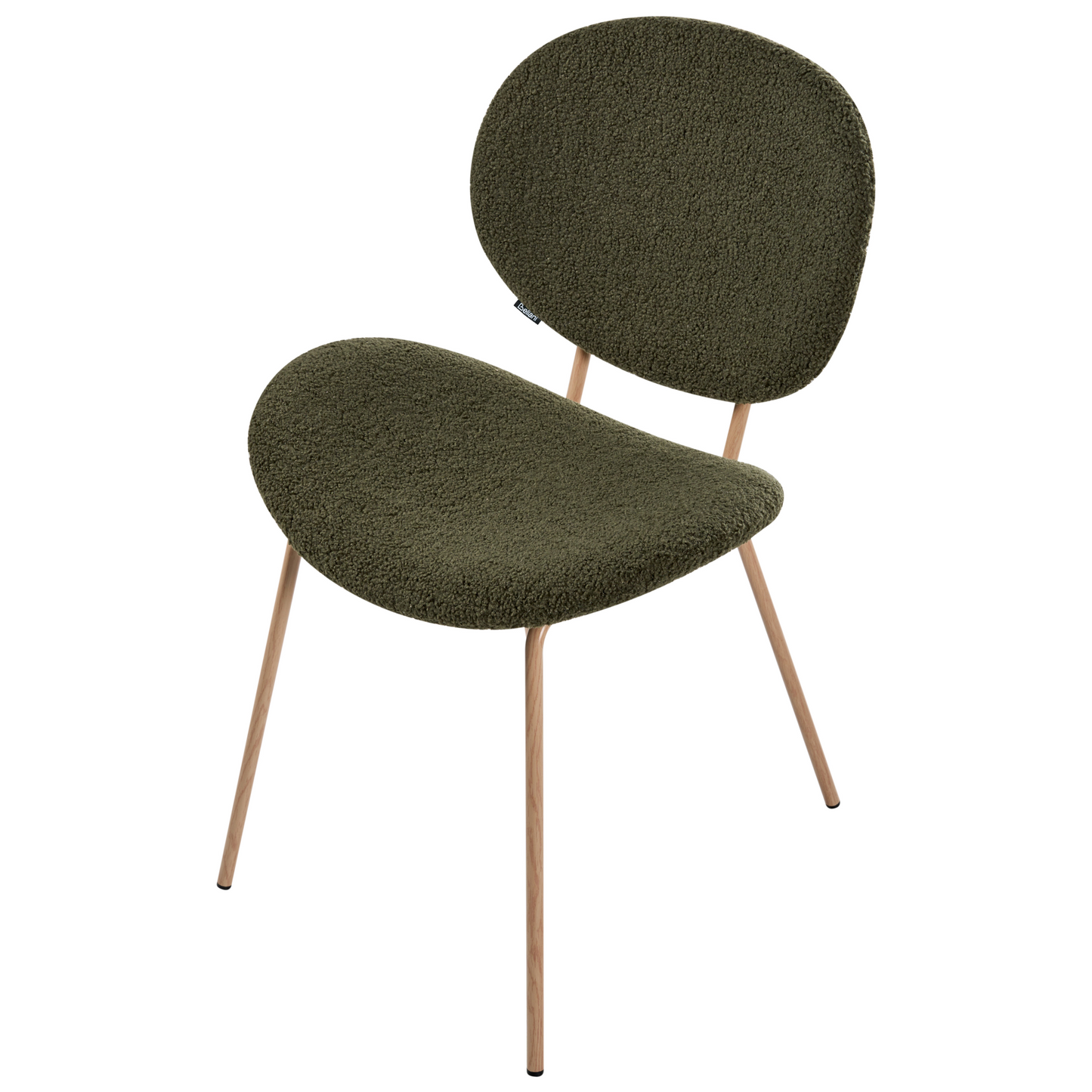 Dark Green Boucle Dining Chairs Set of 2 Wood Look Iron Legs