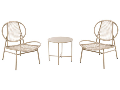 Belmont Beige Faux Rattan Bistro Set 2 Seater With Round Table