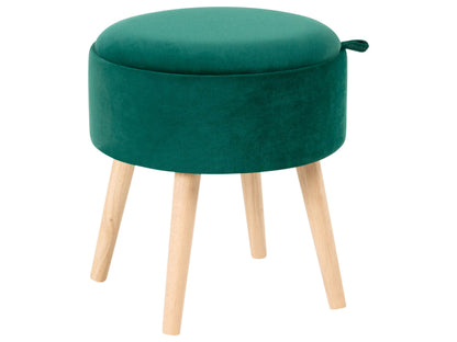 Velvet Upholstered Stool Emerald Green With Tray Top