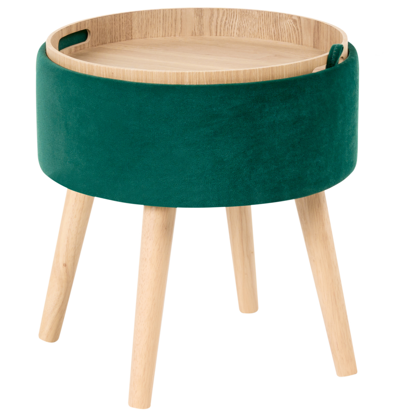 Velvet Upholstered Stool Emerald Green With Tray Top