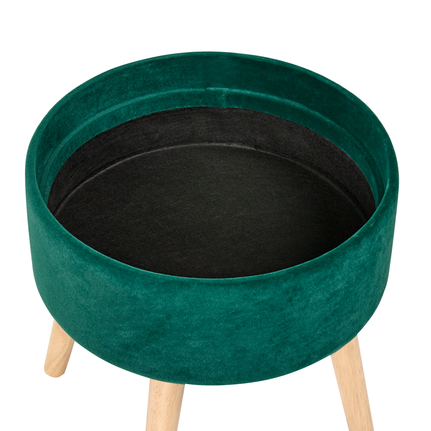 Velvet Upholstered Stool Emerald Green With Tray Top
