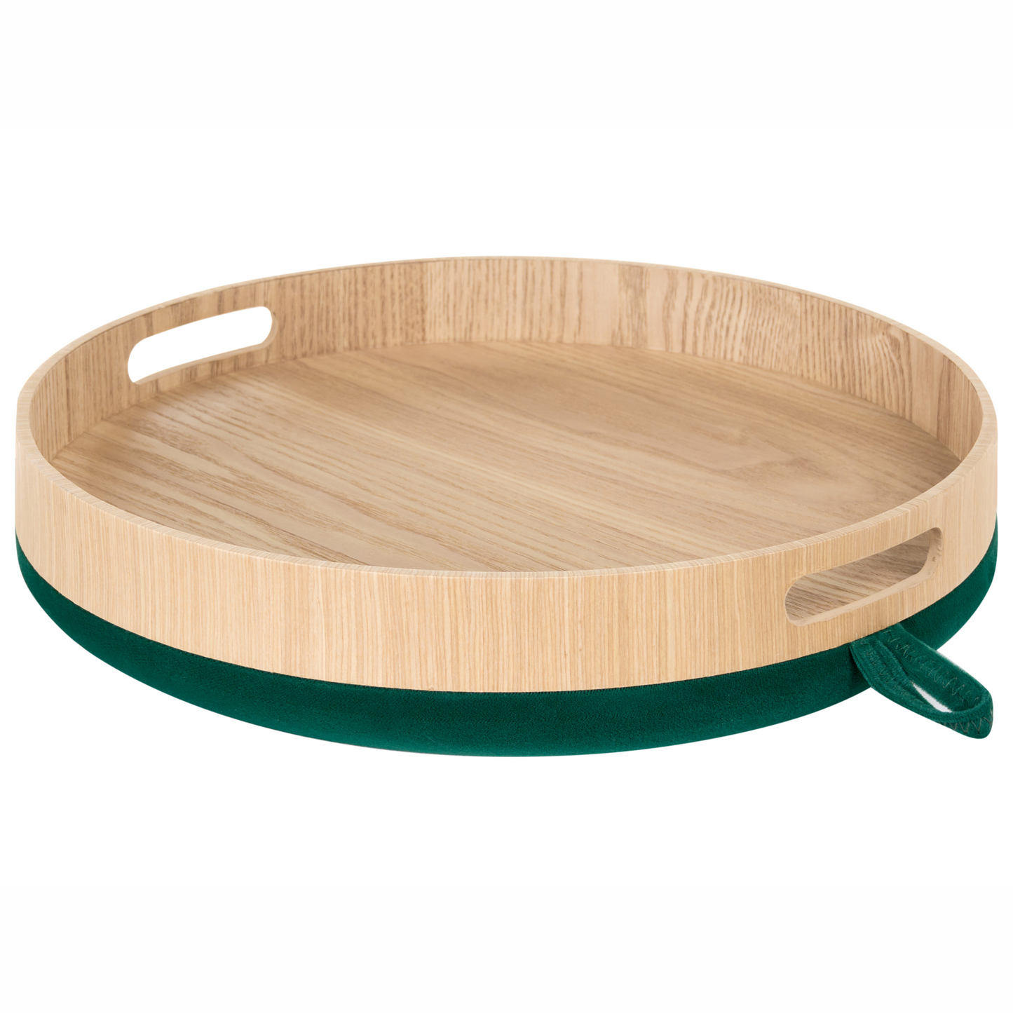 Velvet Upholstered Stool Emerald Green With Tray Top
