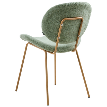 Light Green Boucle Armless Dining Chairs Set Of 2 With Wood Like Iron Legs