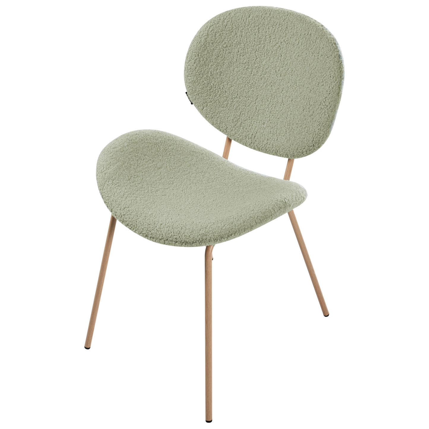 Light Green Boucle Armless Dining Chairs Set Of 2 With Wood Like Iron Legs