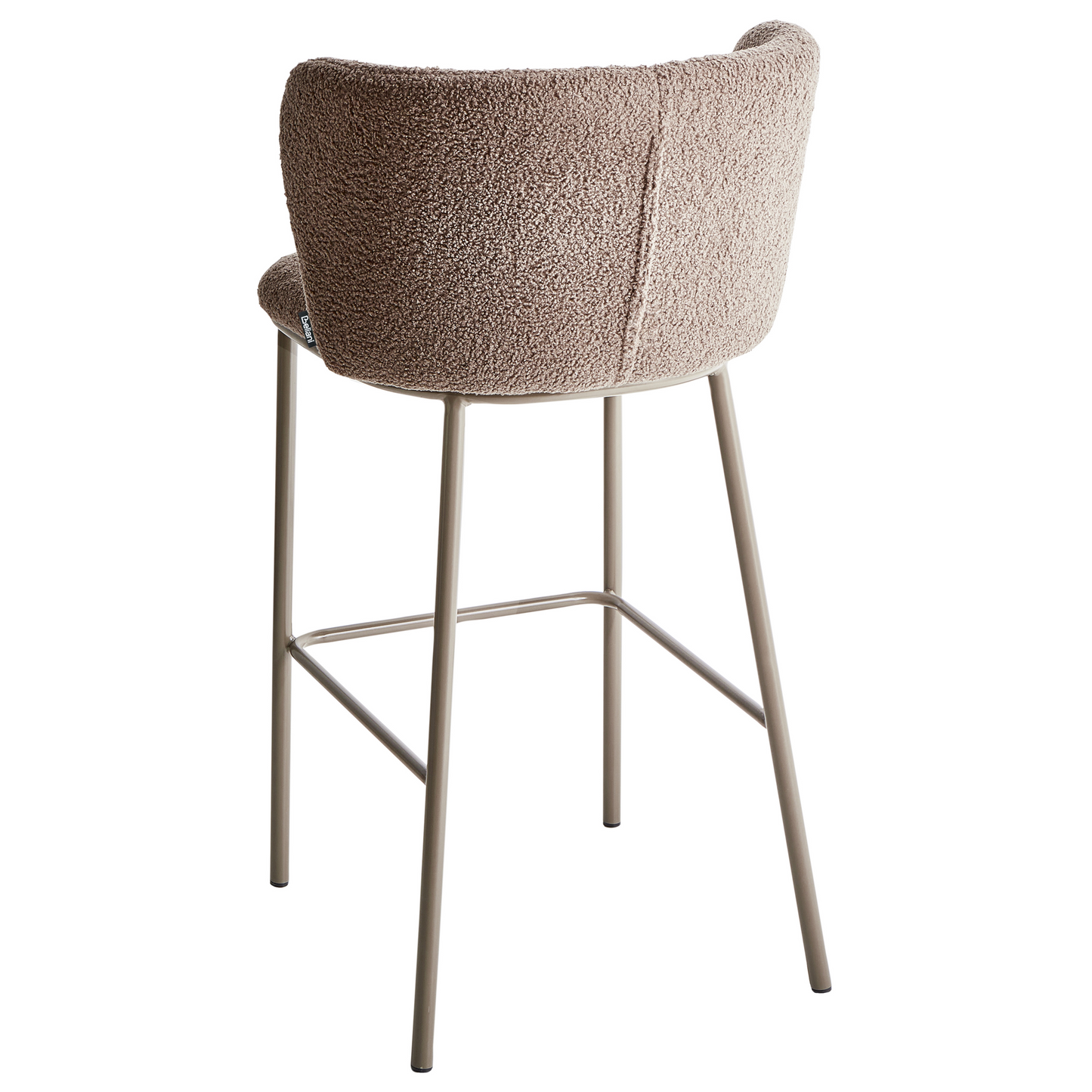 Set of 2 Bar Chairs Brown Boucle Armless With Black Legs