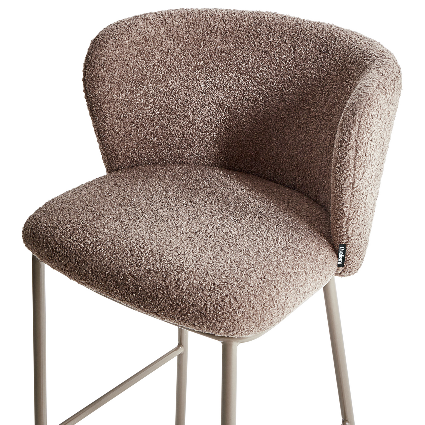 Set of 2 Bar Chairs Brown Boucle Armless With Black Legs