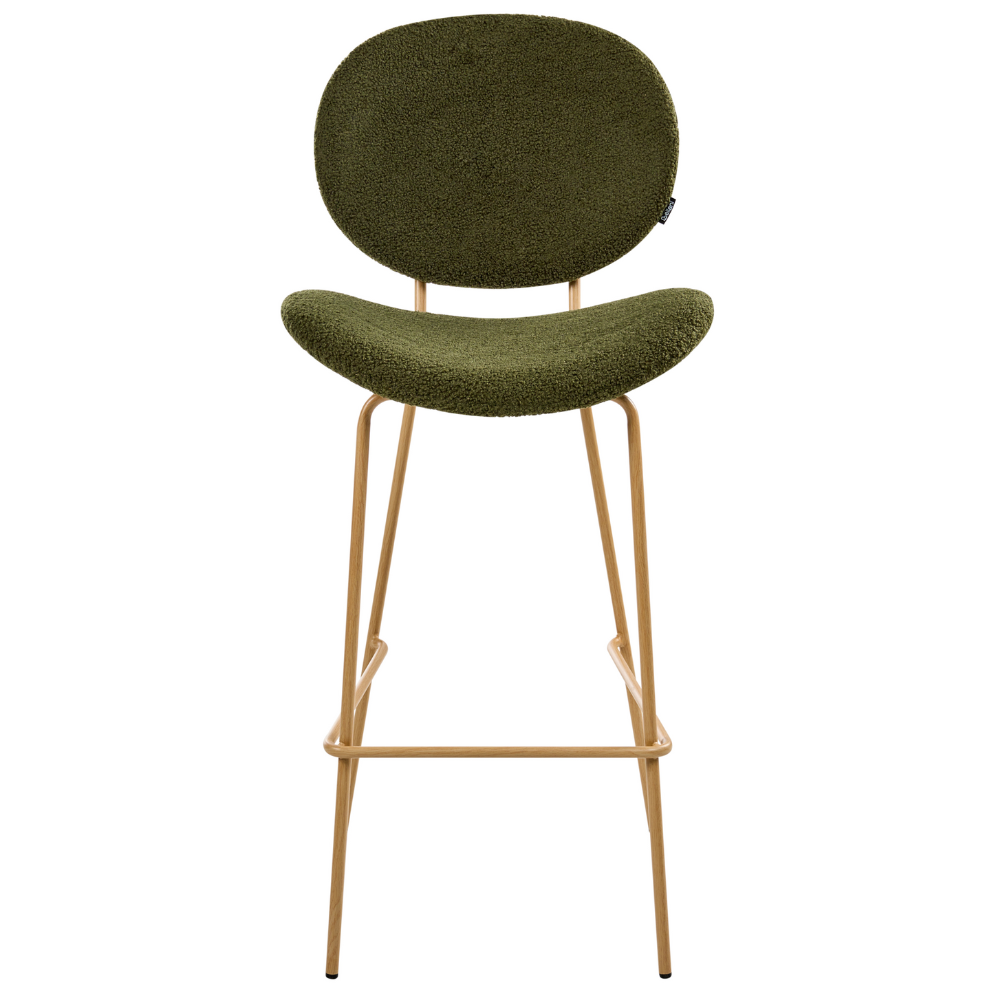 Astra Home Set Of 2 Dark Green Boucle Bar Chairs With Wood Look Iron Legs And Protective Caps