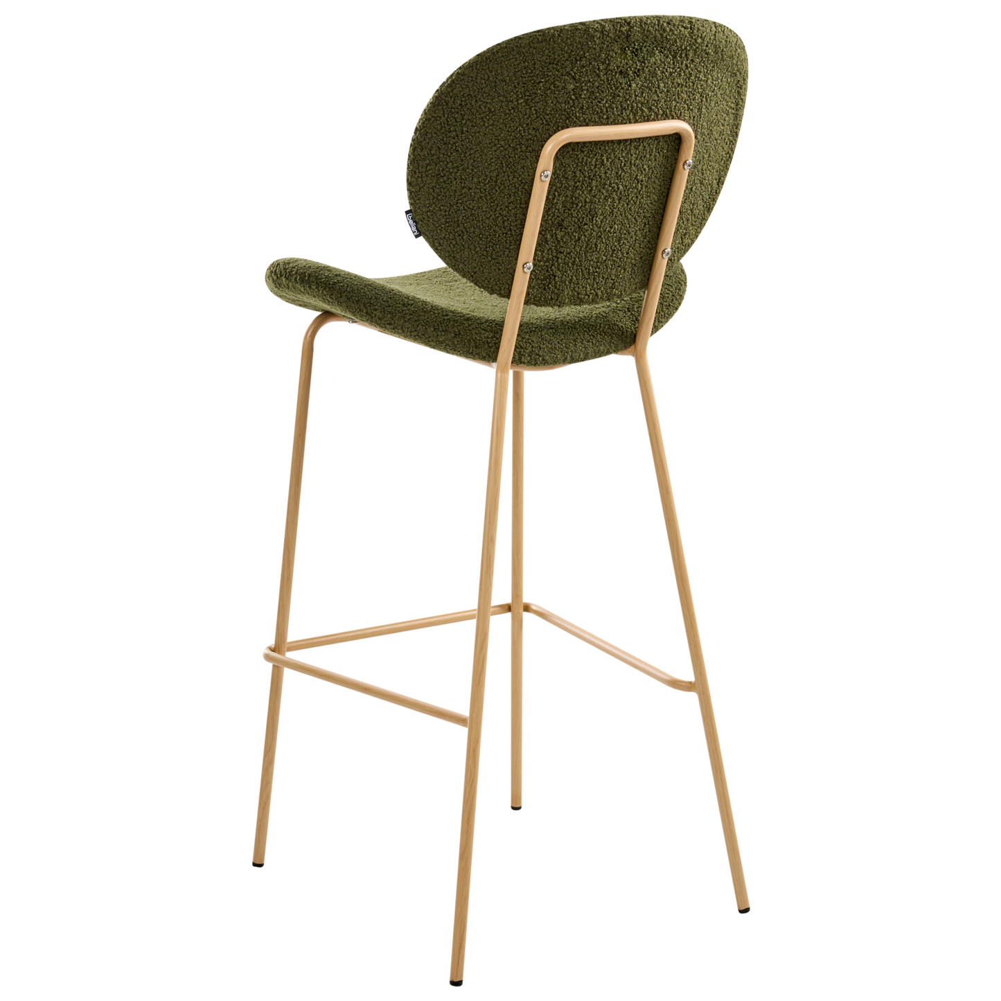 Astra Home Set Of 2 Dark Green Boucle Bar Chairs With Wood Look Iron Legs And Protective Caps