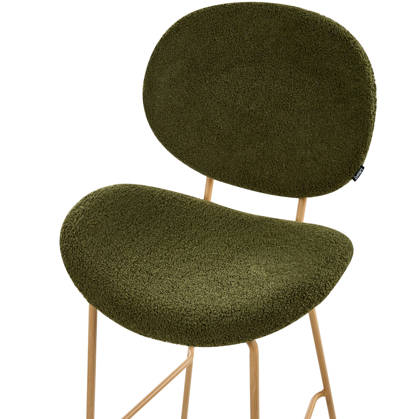 Astra Home Set Of 2 Dark Green Boucle Bar Chairs With Wood Look Iron Legs And Protective Caps