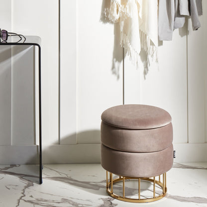 Storage Pouffe Taupe Velvet With Gold Base