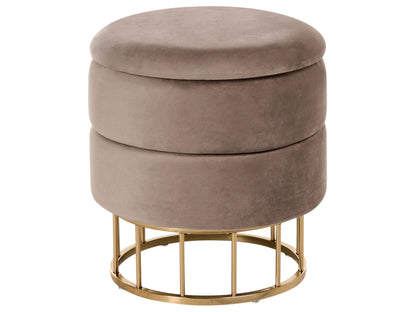 Storage Pouffe Taupe Velvet With Gold Base