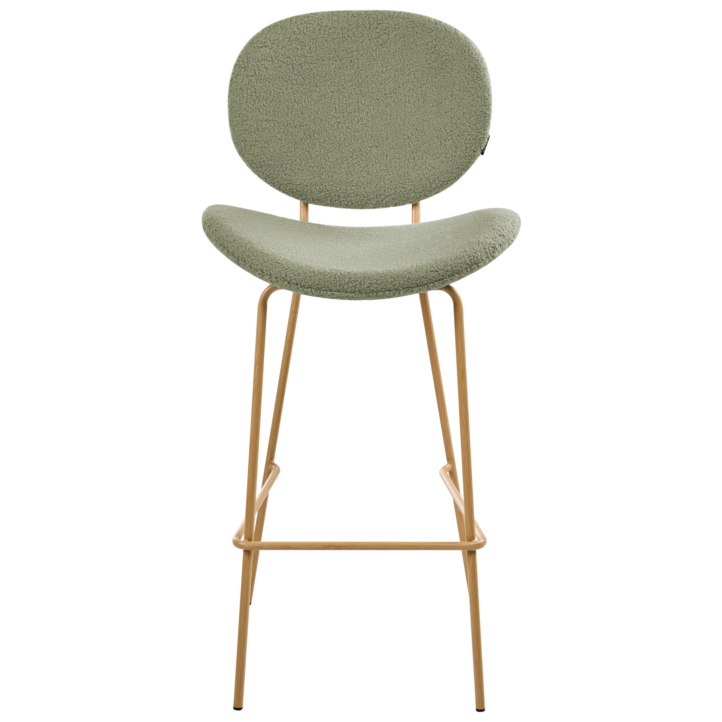 Two Bar Chairs Light Green Boucle With Wood Look Iron Legs