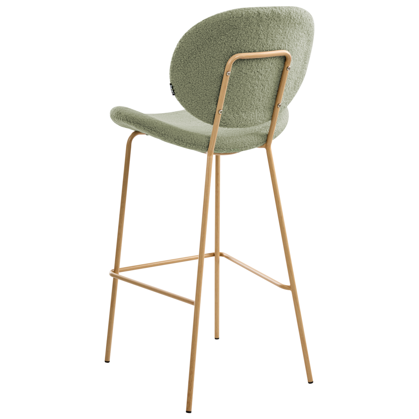 Two Bar Chairs Light Green Boucle With Wood Look Iron Legs
