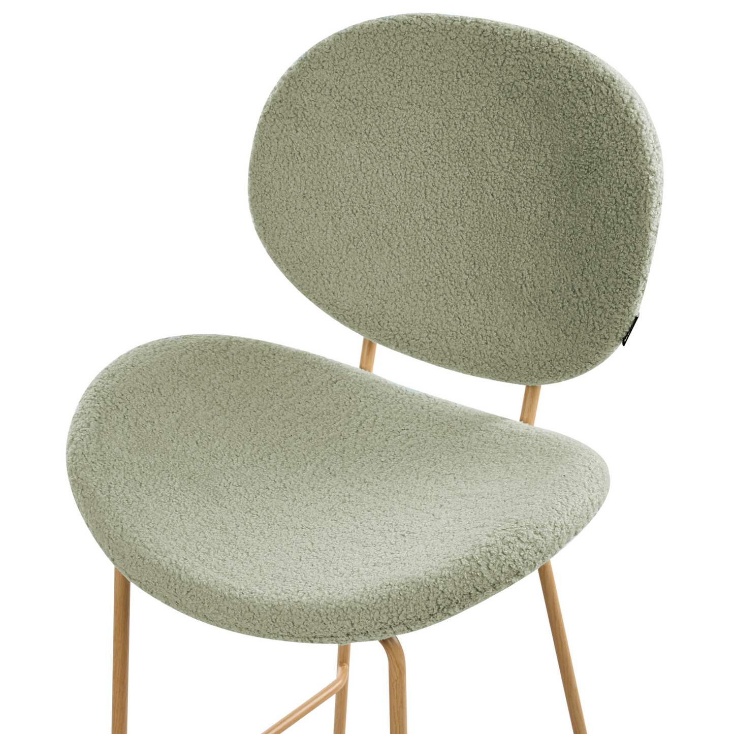 Two Bar Chairs Light Green Boucle With Wood Look Iron Legs
