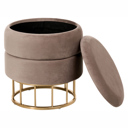 Storage Pouffe Taupe Velvet With Gold Base