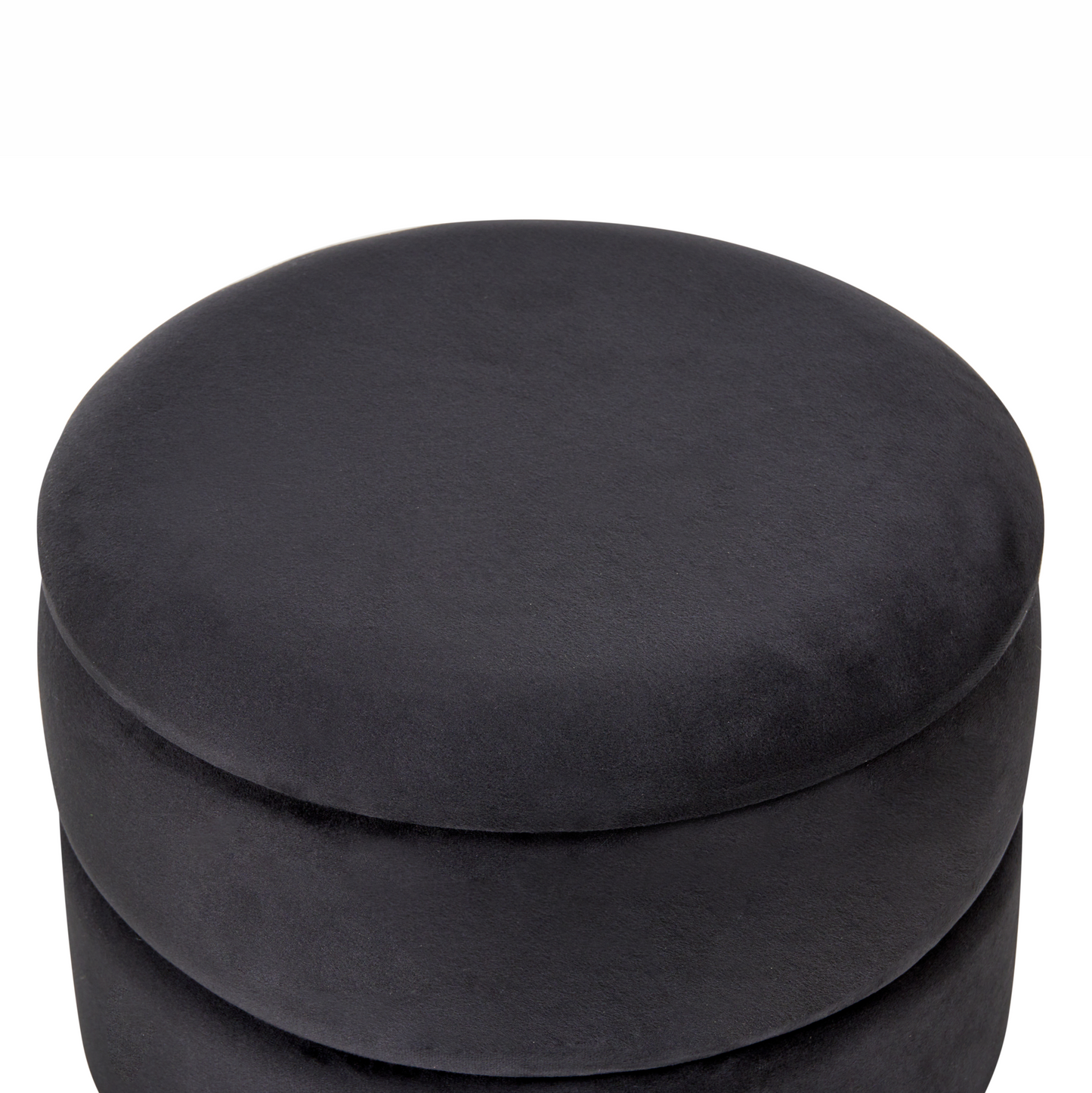 Polyester Velvet Black Storage Pouffe With Gold Base Glamorous Living Room Accessory For Interiors