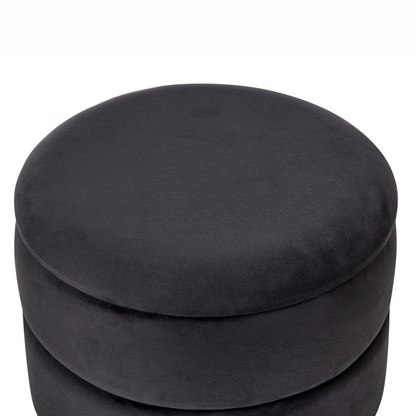 Polyester Velvet Black Storage Pouffe With Gold Base Glamorous Living Room Accessory For Interiors
