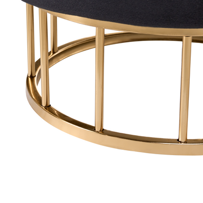 Polyester Velvet Black Storage Pouffe With Gold Base Glamorous Living Room Accessory For Interiors