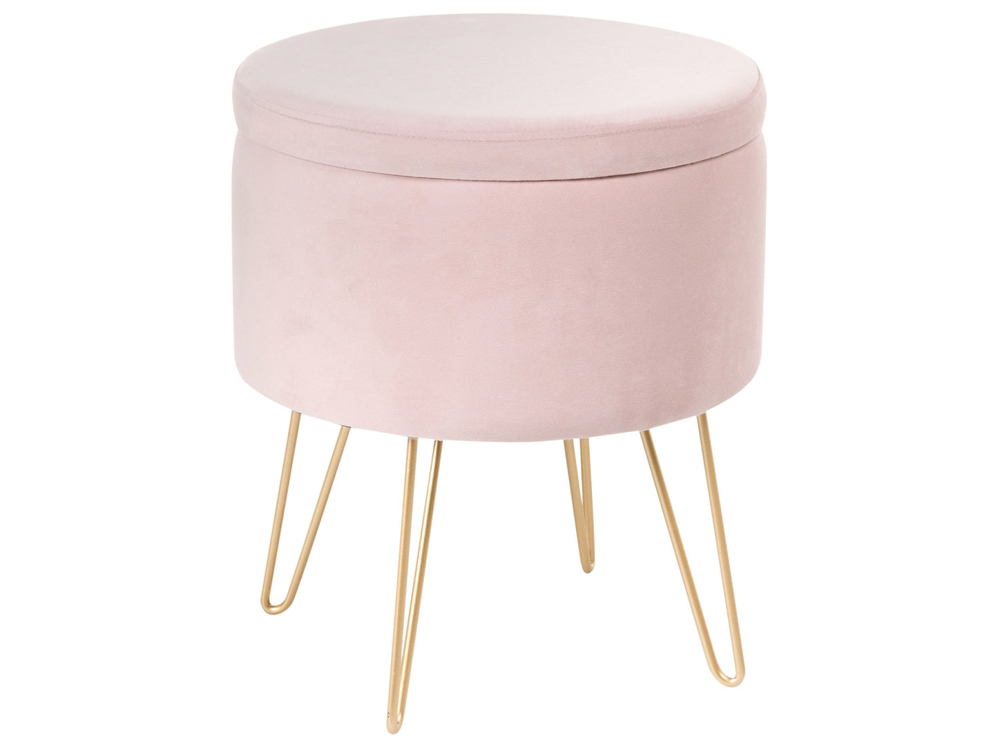 Velvet Storage Pouffe 42 x 42 x 44cm Pastel Pink Gold Legs