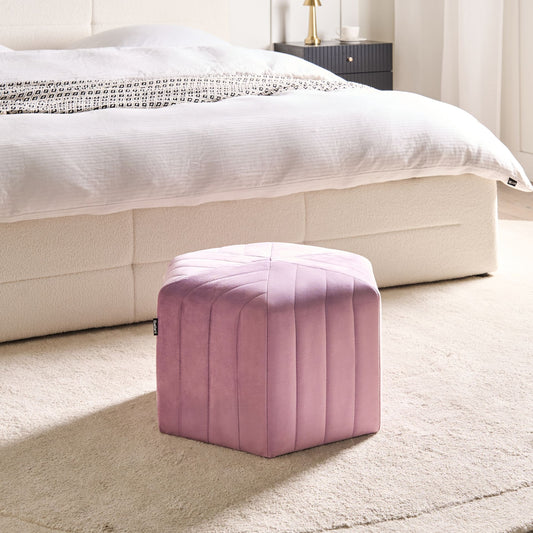 Ottman Glamour Pouffe Light Violet Velvet Hexagonal 53 x 48 x 29cm