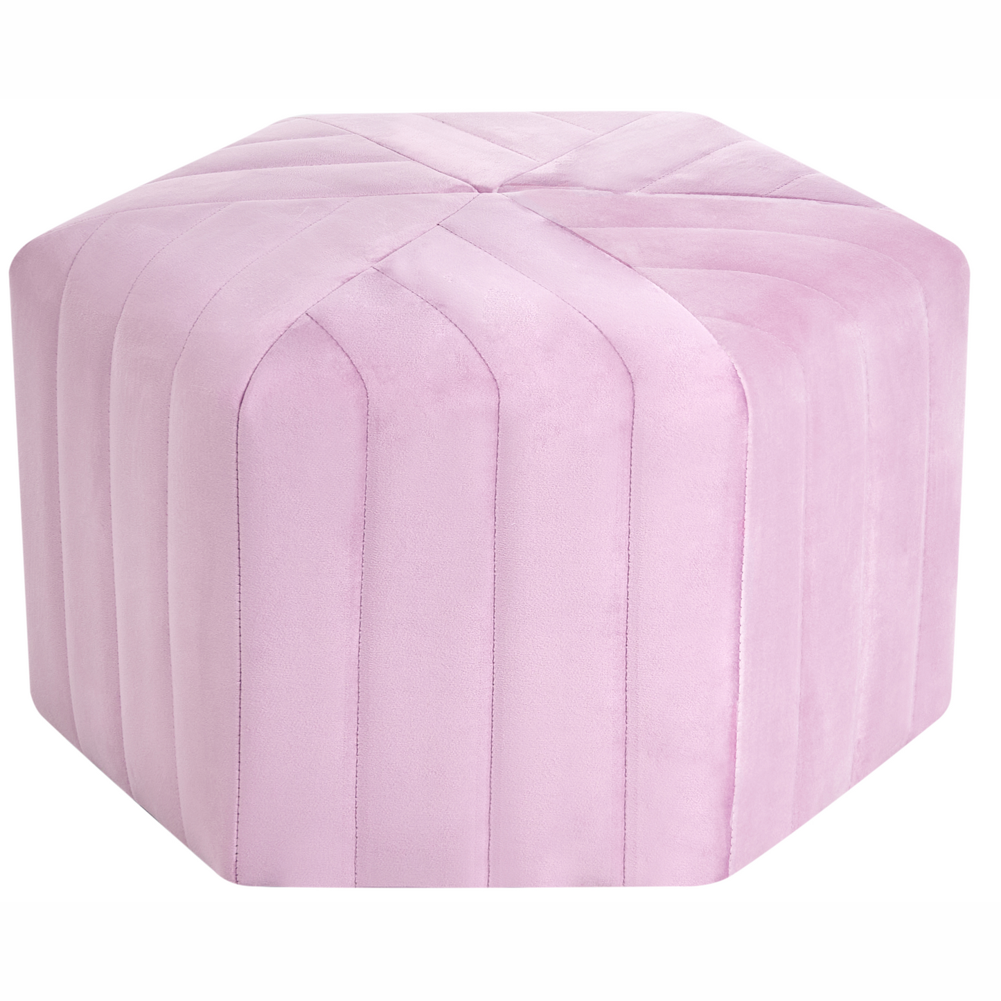 Ottman Glamour Pouffe Light Violet Velvet Hexagonal 53 x 48 x 29cm