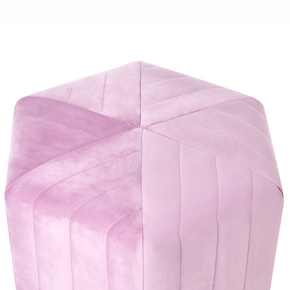 Ottman Glamour Pouffe Light Violet Velvet Hexagonal 53 x 48 x 29cm