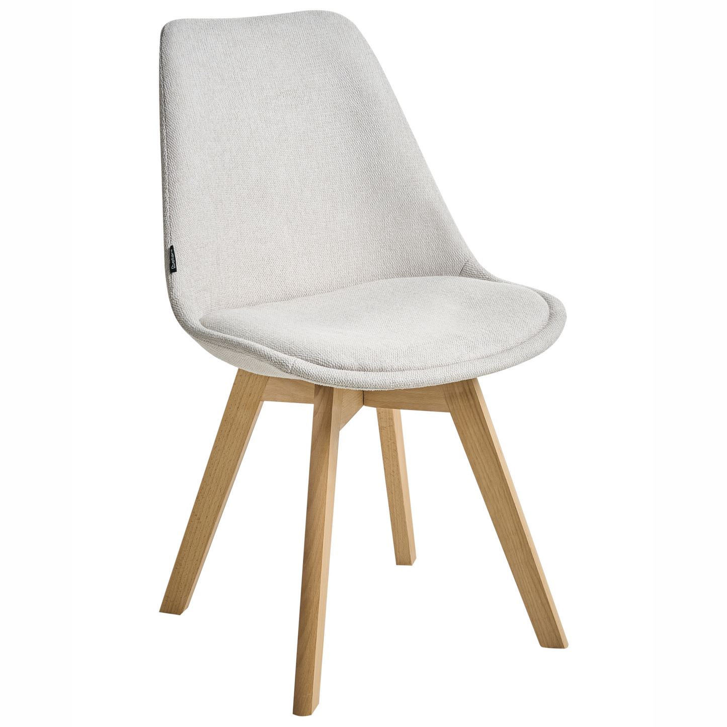 Set of 2 Off White Fabric Dining Chairs With Padded Seats