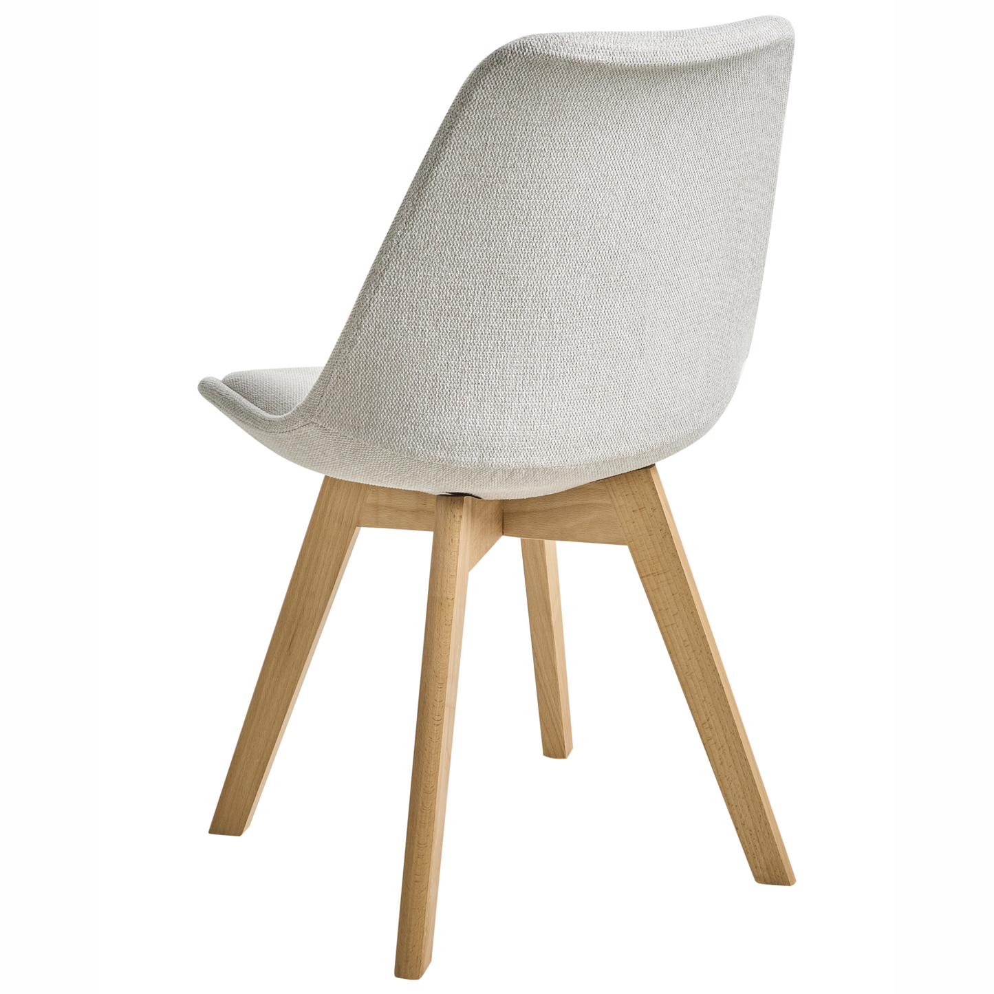 Set of 2 Off White Fabric Dining Chairs With Padded Seats