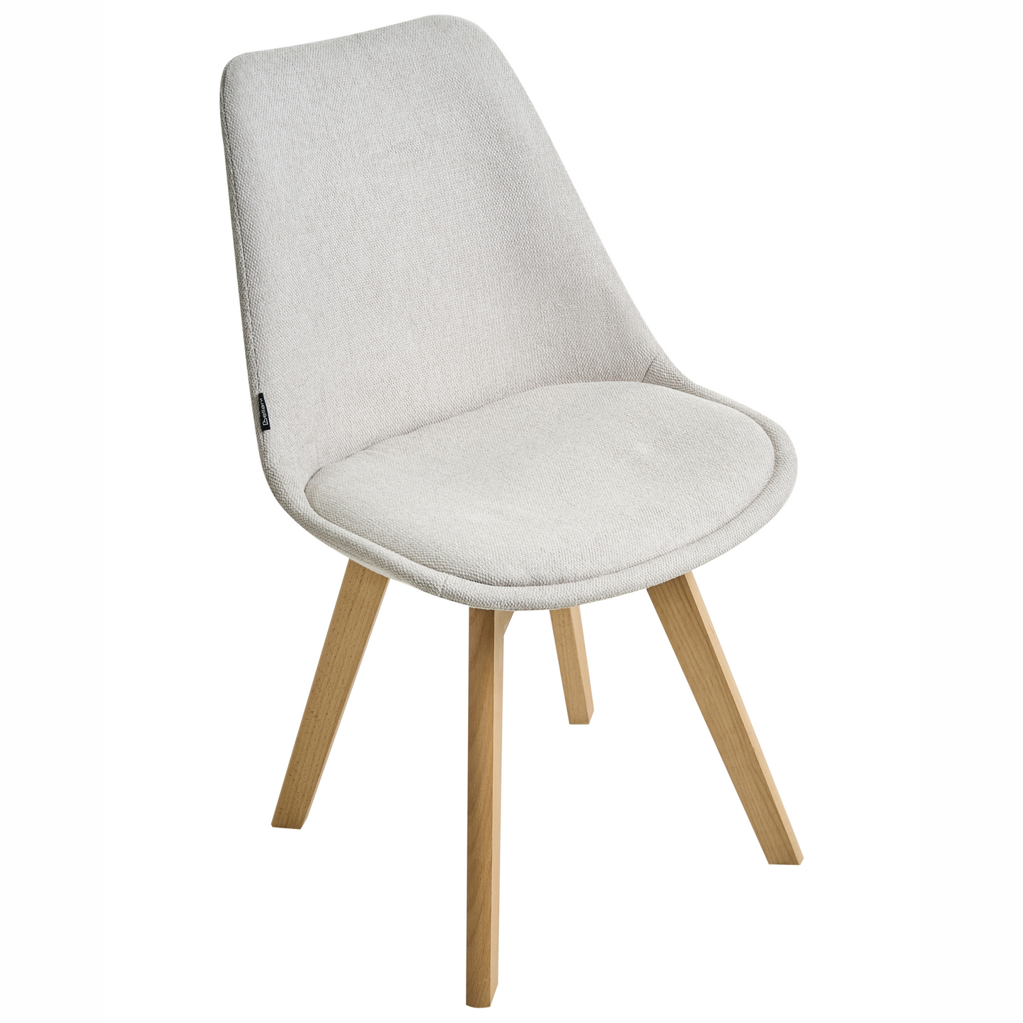 Set of 2 Off White Fabric Dining Chairs With Padded Seats