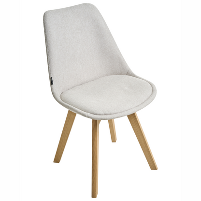 Set of 2 Off White Fabric Dining Chairs With Padded Seats