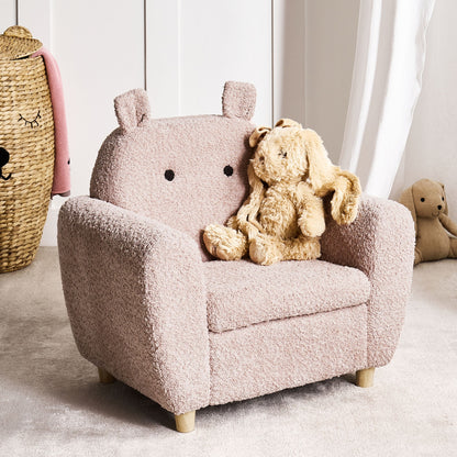 Pink Boucle Armchair For Kids With Armrests Hippo Inspired Modern Design