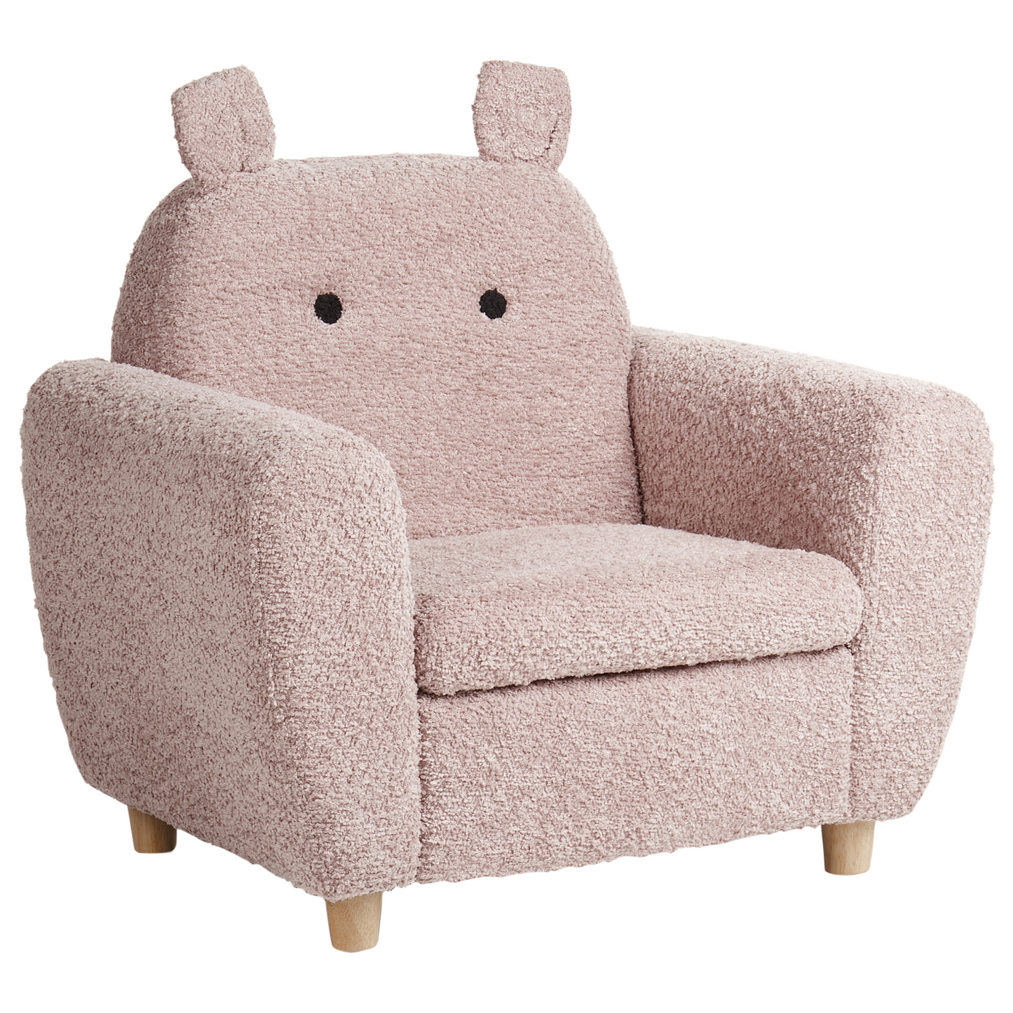 Pink Boucle Armchair For Kids With Armrests Hippo Inspired Modern Design