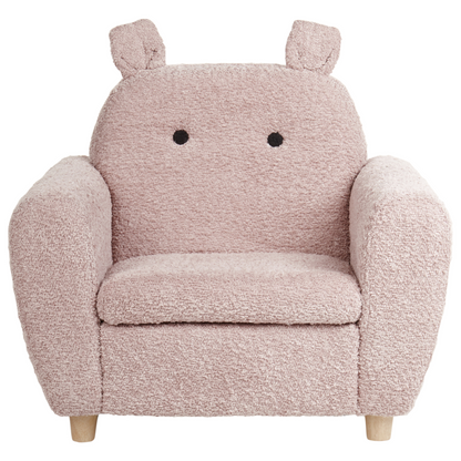 Pink Boucle Armchair For Kids With Armrests Hippo Inspired Modern Design