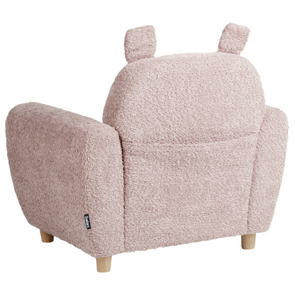 Pink Boucle Armchair For Kids With Armrests Hippo Inspired Modern Design