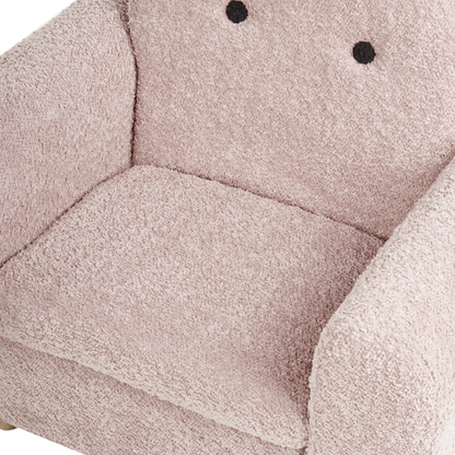 Pink Boucle Armchair For Kids With Armrests Hippo Inspired Modern Design