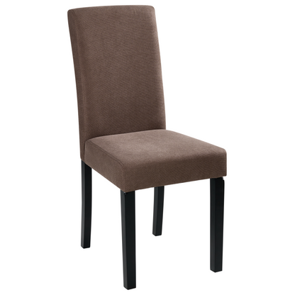 Set Of 2 Dining Chairs Brown Fabric With Wooden Legs Modern Elegant Design