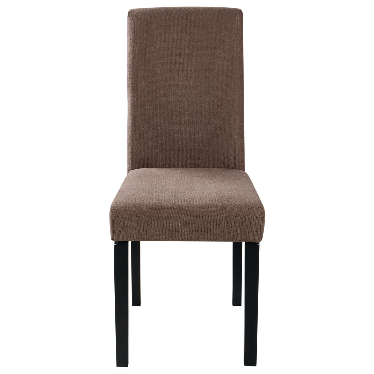 Set Of 2 Dining Chairs Brown Fabric With Wooden Legs Modern Elegant Design