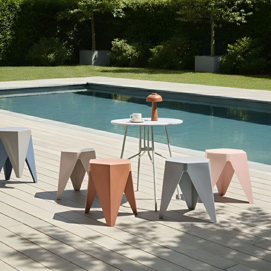 Pastel Multicolor Garden Stools Set Of 4 Stacking Patio Footstools