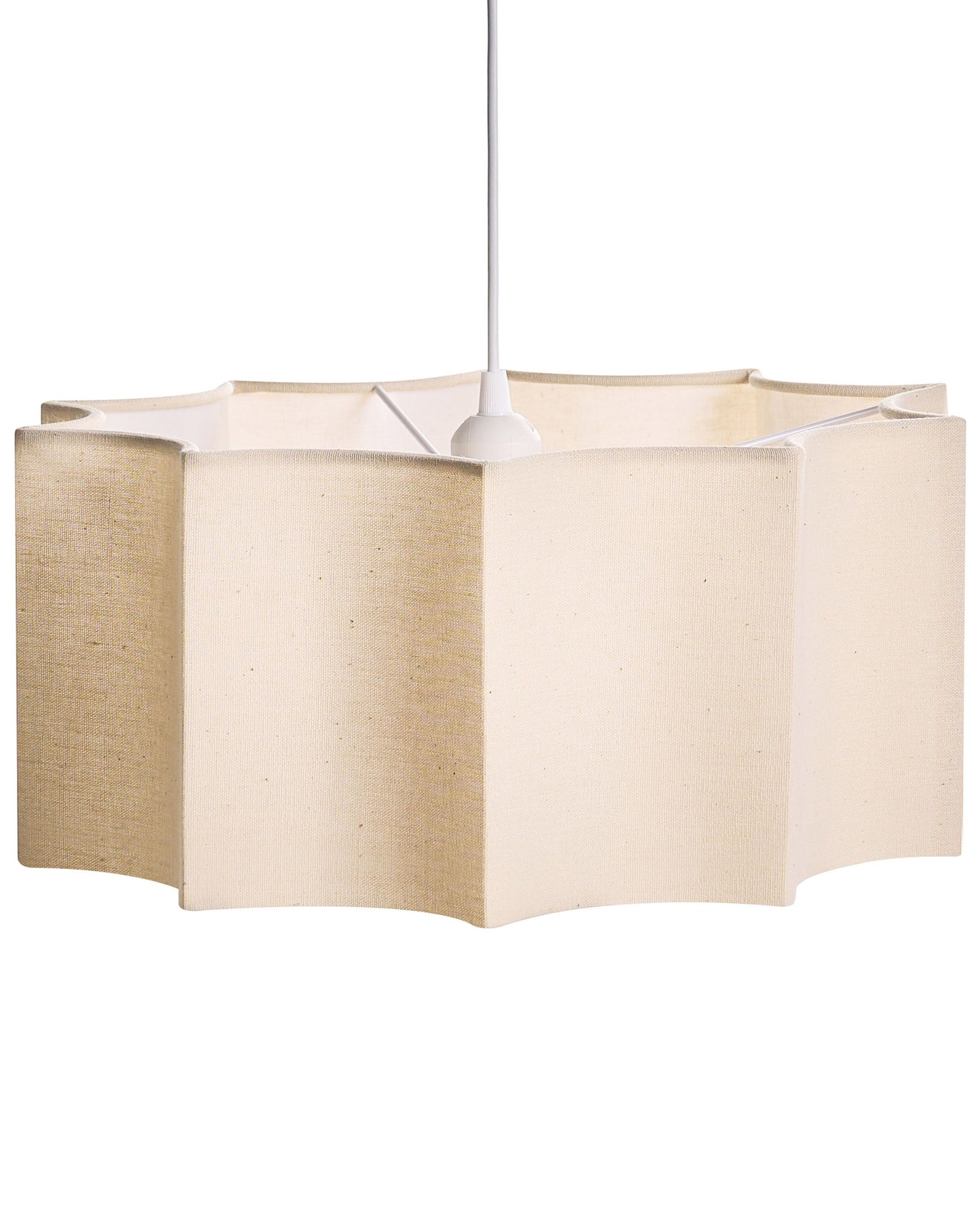Pendant Lamp White Beige Geometric Fabric Shade Iron Base