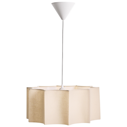 Pendant Lamp White Beige Geometric Fabric Shade Iron Base