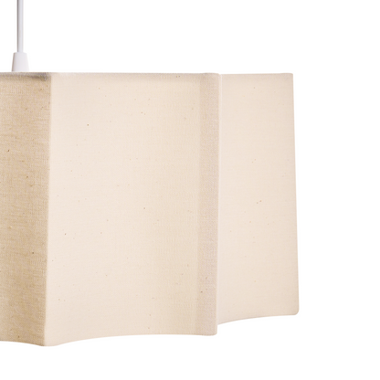 Pendant Lamp White Beige Geometric Fabric Shade Iron Base