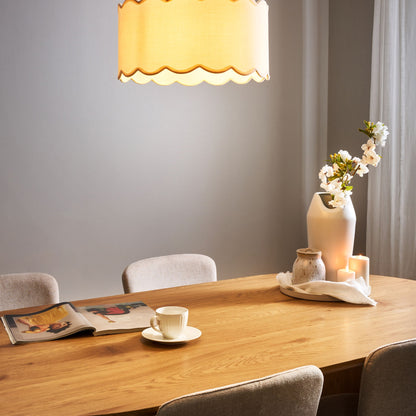 Pendant Lamp White Beige Fabric Shade Iron Base Modern