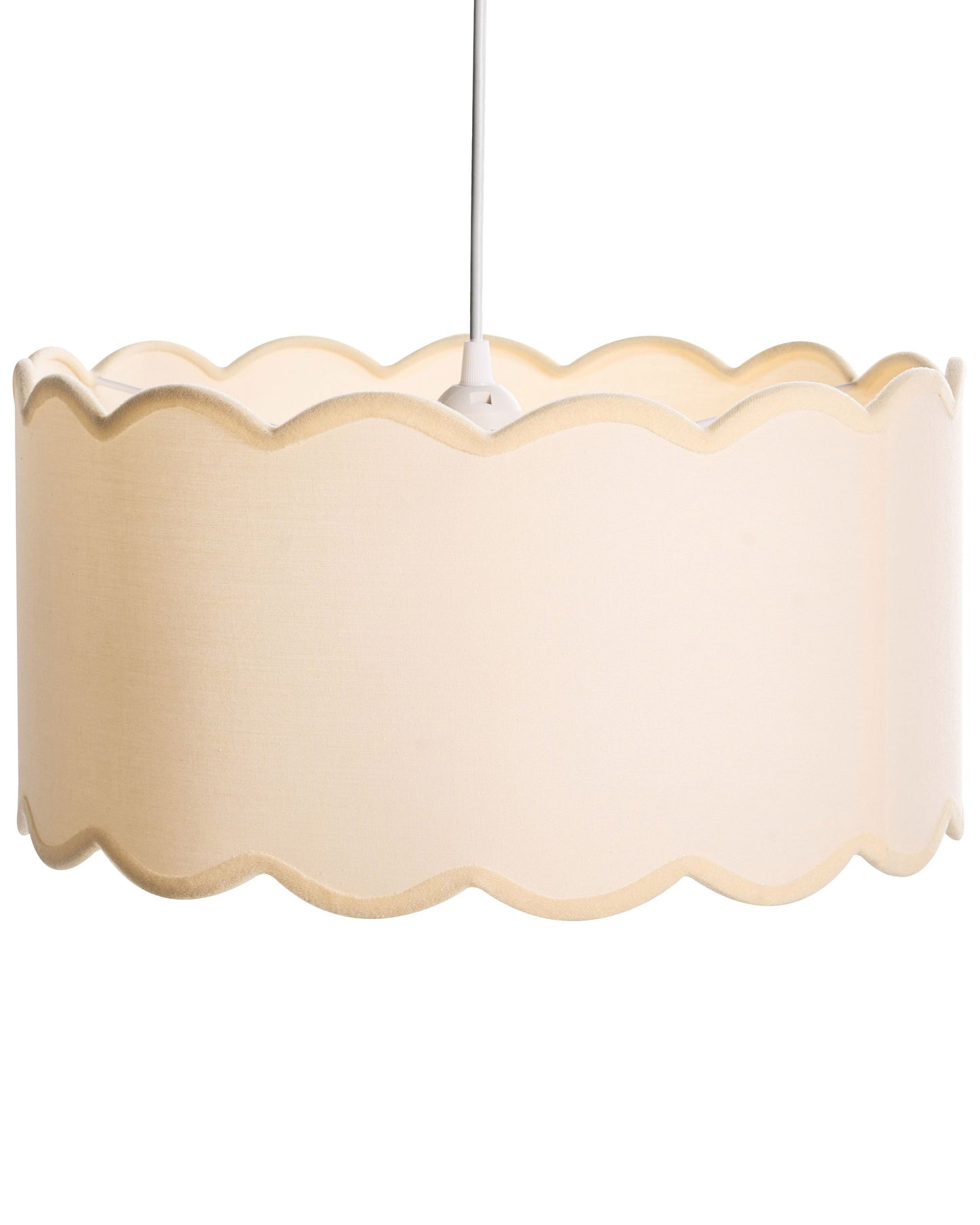 Pendant Lamp White Beige Fabric Shade Iron Base Modern