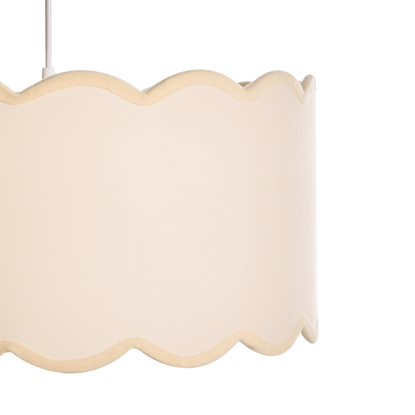 Pendant Lamp White Beige Fabric Shade Iron Base Modern