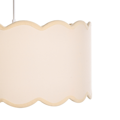 Pendant Lamp White Beige Fabric Shade Iron Base Modern