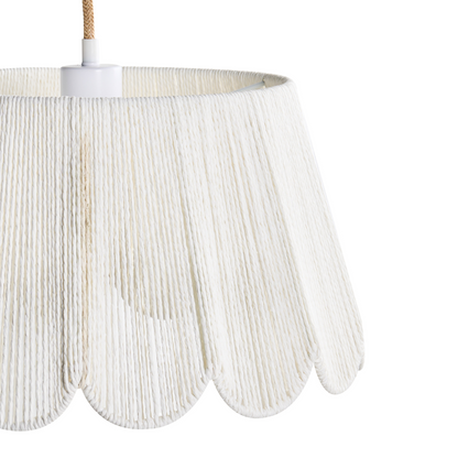 Pendant Lamp Beige Paper Rope Shade Iron Base Boho Style Ambient Light For Living Room