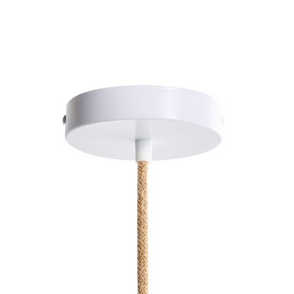 Pendant Lamp Beige Paper Rope Shade Iron Base Boho Style Ambient Light For Living Room
