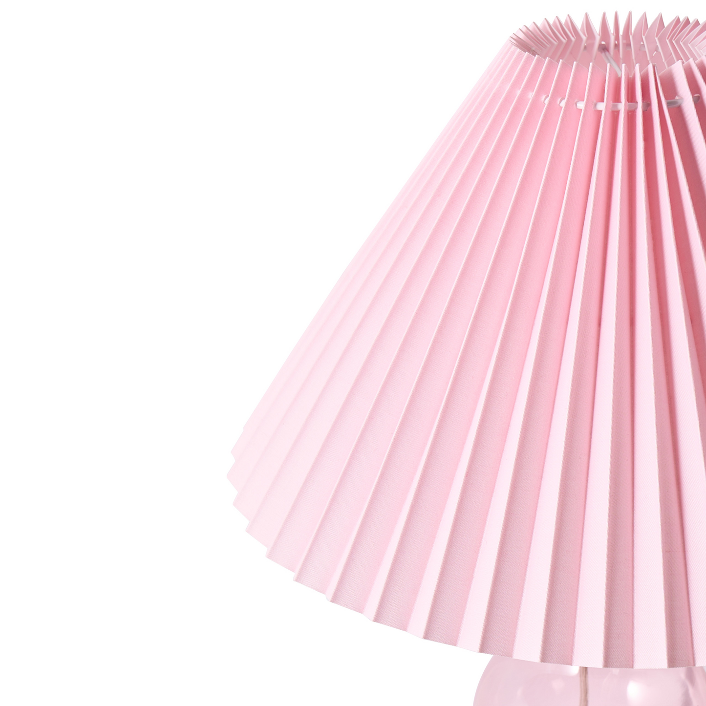 Luma Table Lamp Pink Glass Base With Pleated Fabric Shade