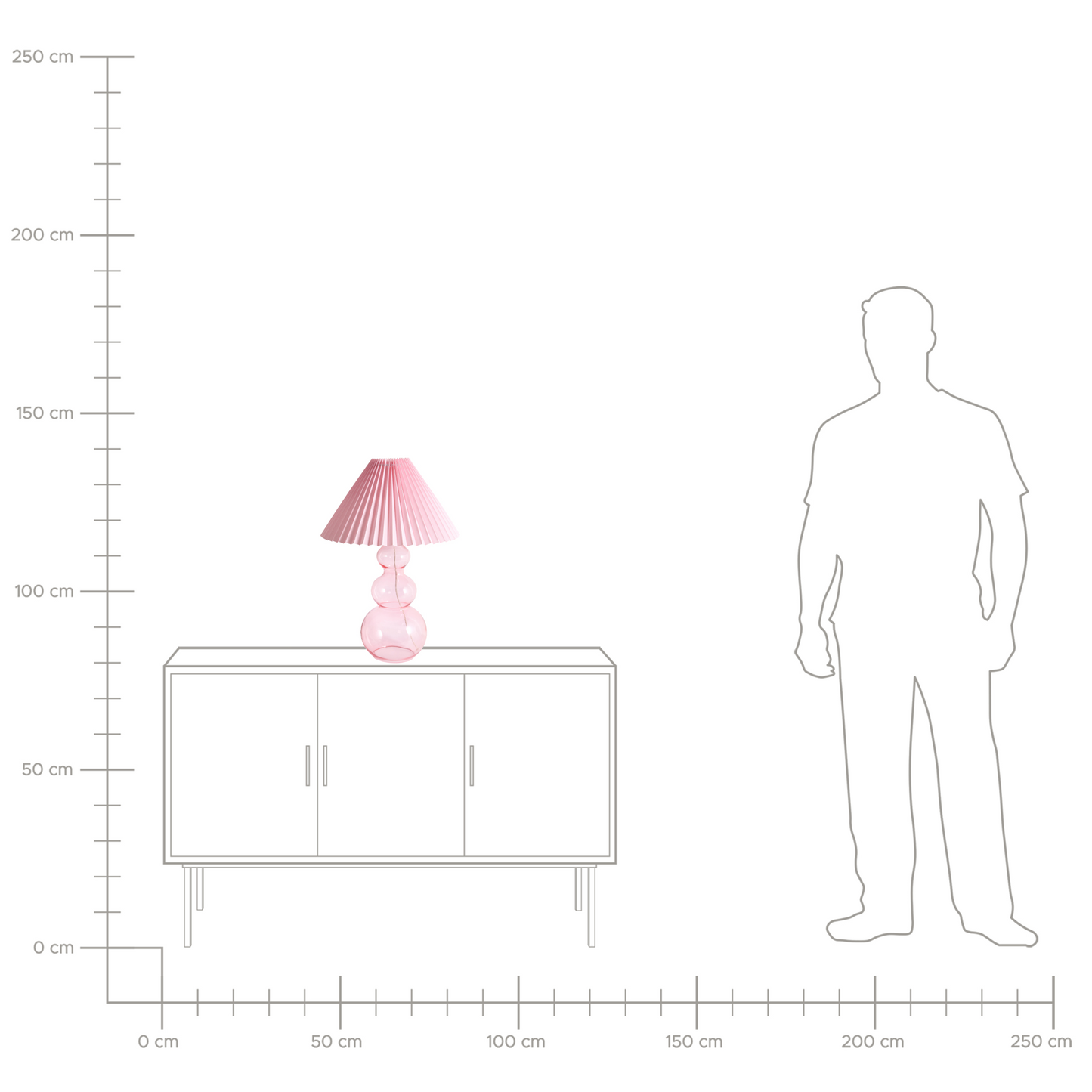 Luma Table Lamp Pink Glass Base With Pleated Fabric Shade