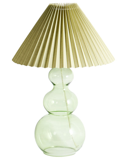 Table Lamp Green Glass Base Bell Shade Modern Style